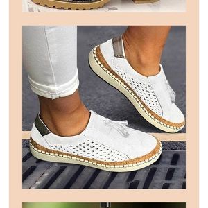 BRAND NEW- Size 6.5- White comfy tennis sneakers with dust bag